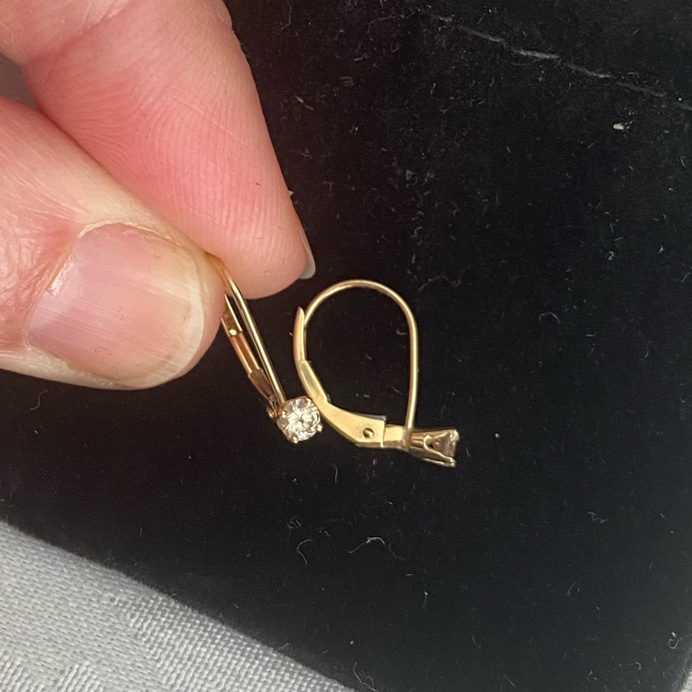 14k petite Diamond drop earrings